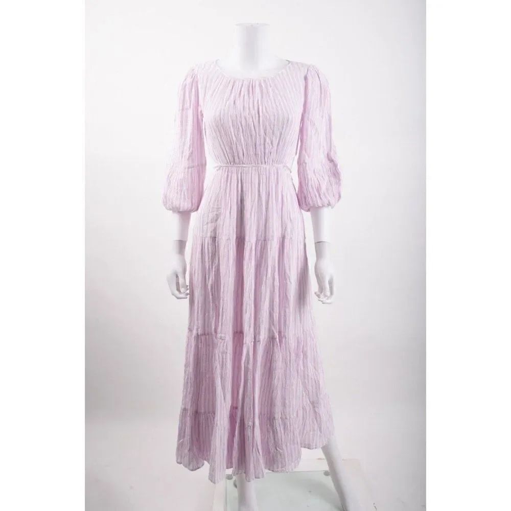 Cinq à Sept Womens Lyle Cutout Midi Dress Purple White striped Sz 00 XXS NWT